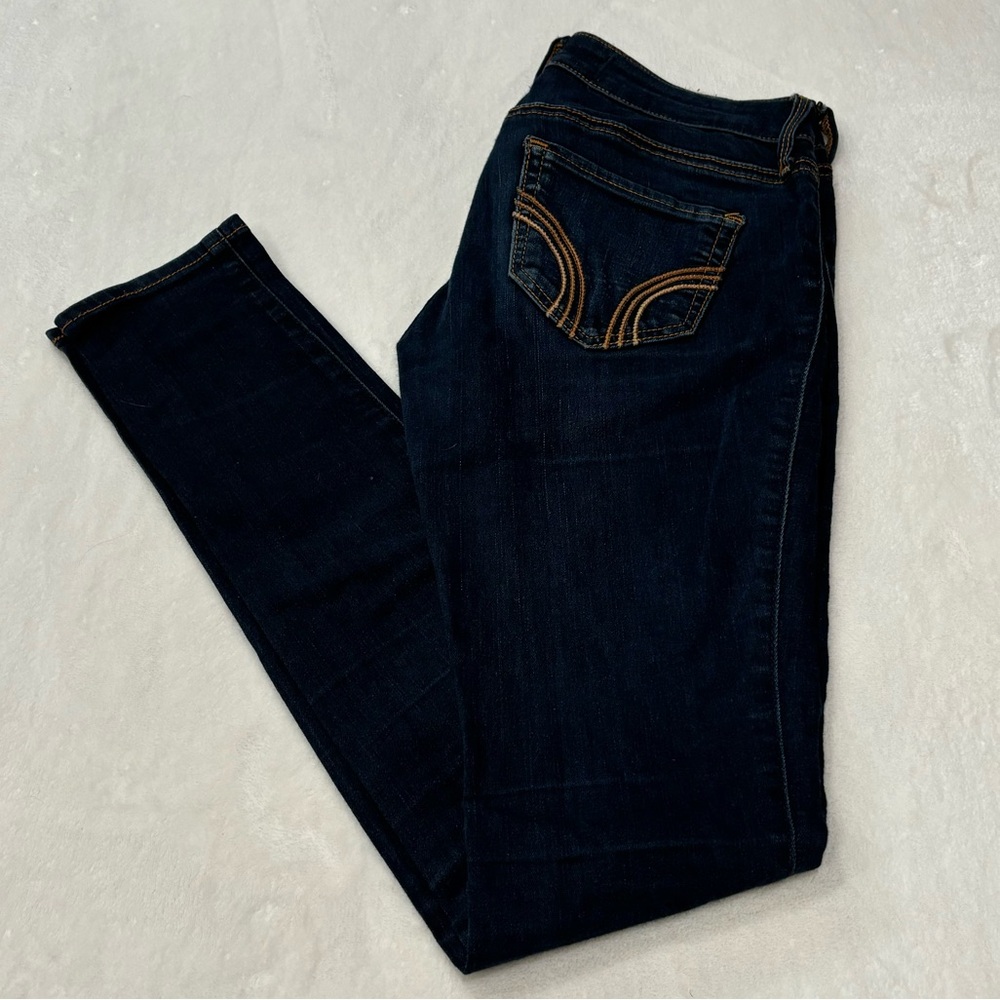 HOLLISTER Women's Dark Wash Y2K Denim Skinny Jeans - blue, size 1R waist 25
